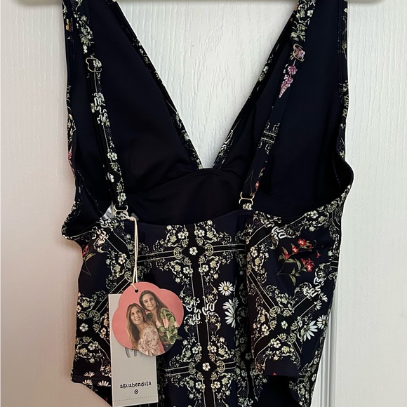 Dainty Floral Tile Print Cheeky One Piece Swimsuit - Agua Bendita x Target - Picture 4 of 5